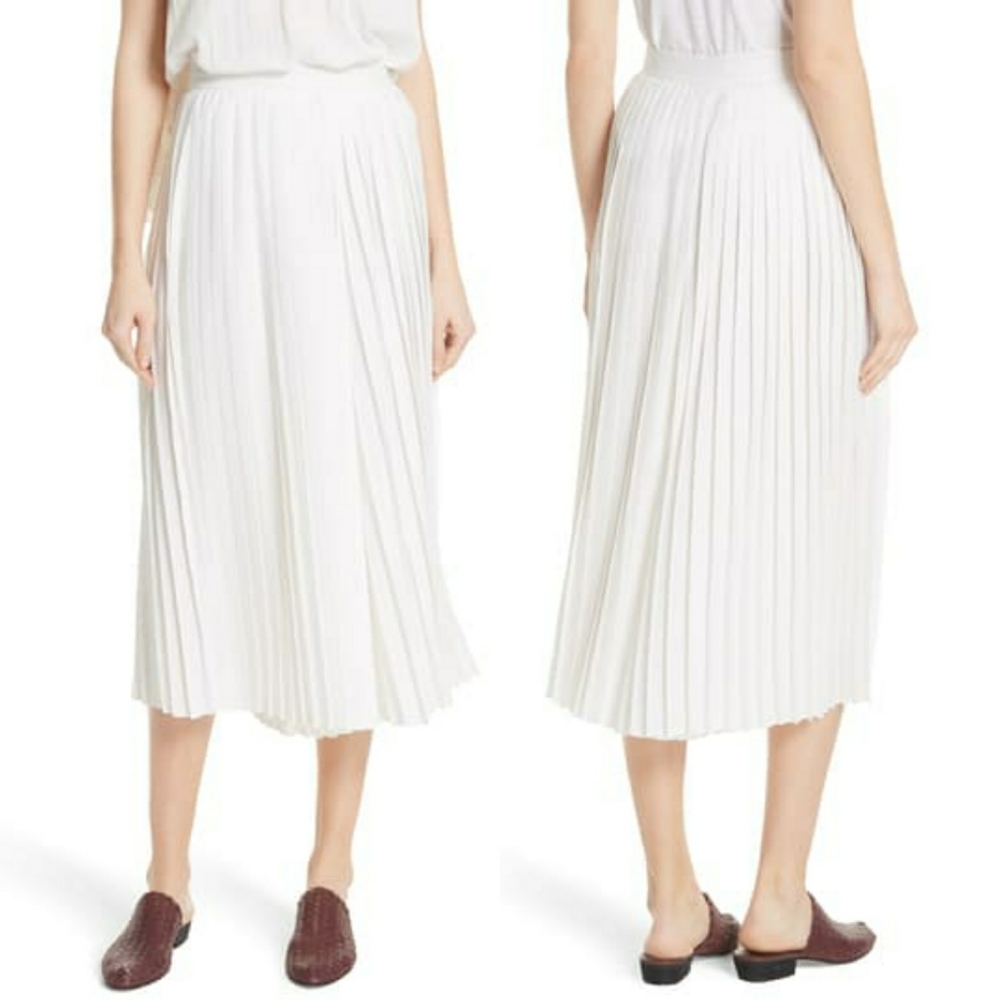VINCE Accordion Pleat Culotte Pants In Ivory 12.